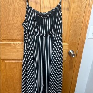 torrid Black and White Vertical Stripe Midi Dress